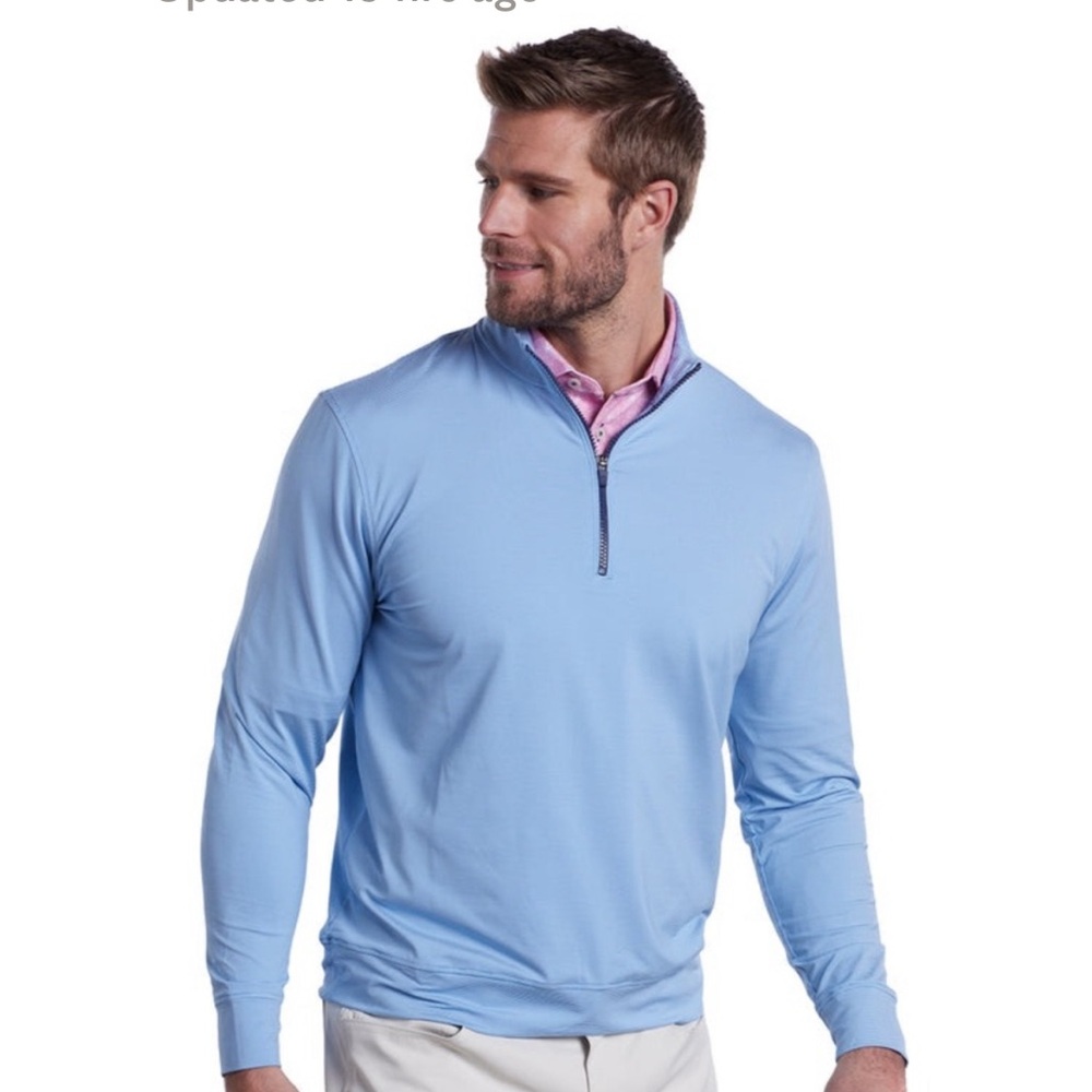 Stitch Golf Quarter Zip Scout Pullover in‎ Blue.